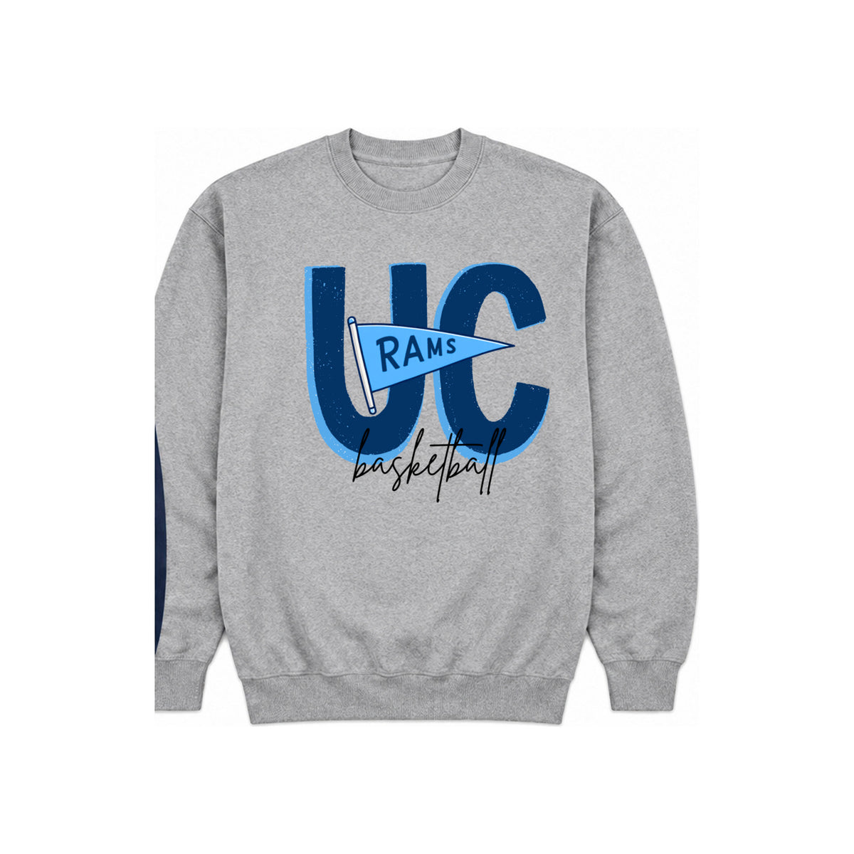 Rams Pennant sweatshirt Gray — centered standard-size print at corrected chest height