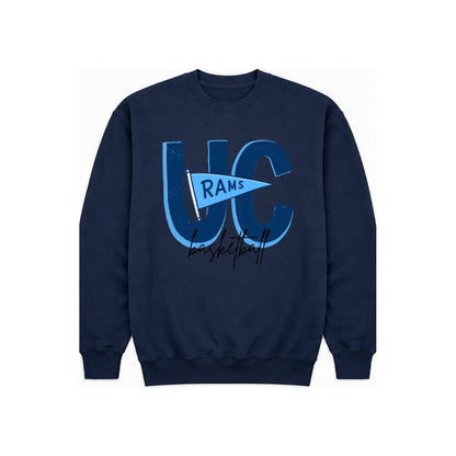 Rams Pennant sweatshirt Navy — centered standard-size print at corrected chest height