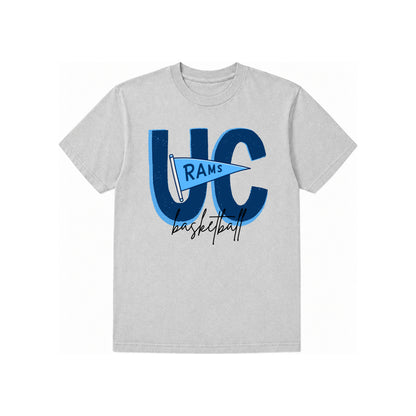 Rams Pennant T-shirt Light Gray — centered standard-size print at corrected chest height