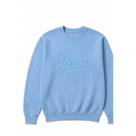 Rams Retro embroidered sweatshirt in carolina blue with carolina stitching