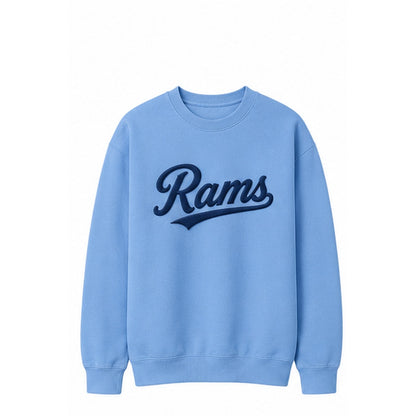 Rams Retro embroidered sweatshirt in carolina blue with navy stitching
