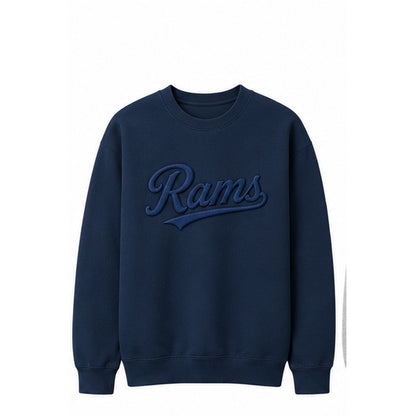 Rams Retro embroidered sweatshirt in navy with navy stitching